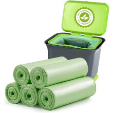 Food Caddy Bin Liners 120 Pieces, 6L Small Recycling Food Waste Bag 1.2 Gallon Bin Bags, Thick Degradable Bin Liners Compostable For Food Household