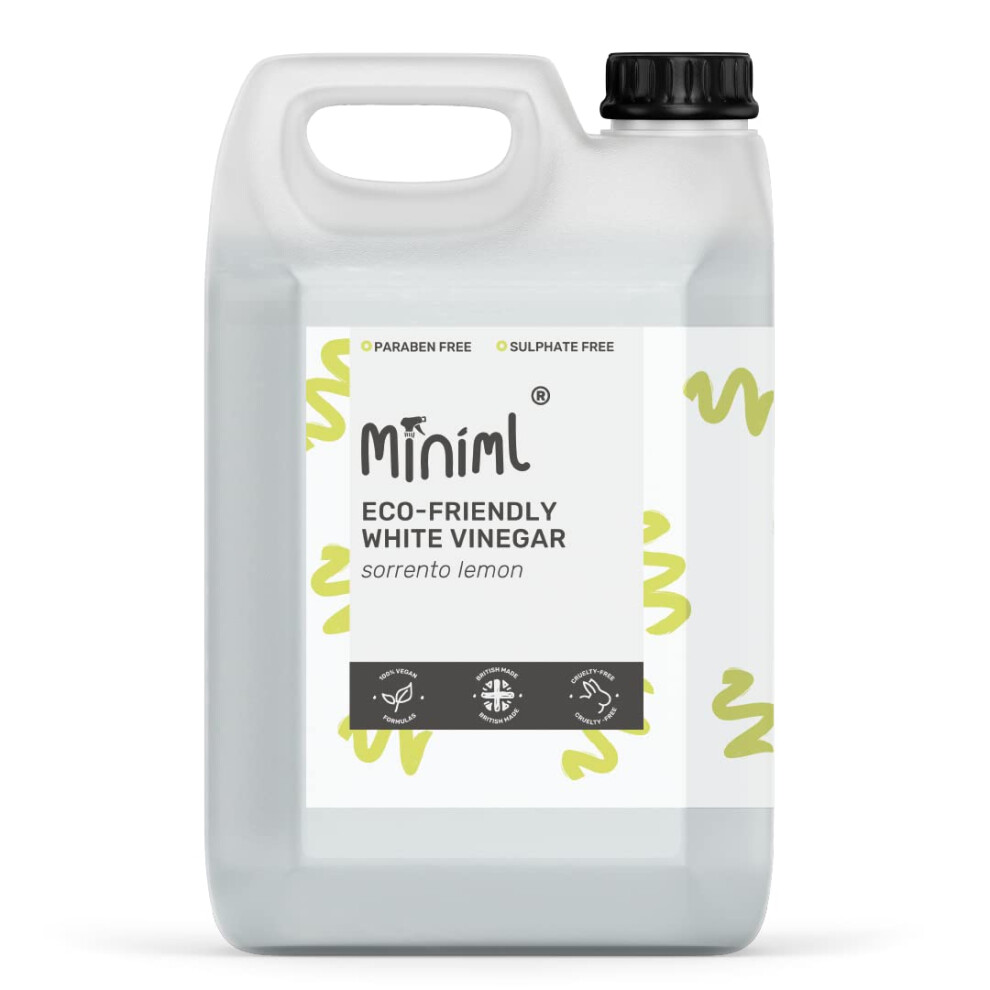 Miniml Eco Vinegar Cleaning Sorrento Lemon Scented - All Natural Multi-Surface & Multi-Purpose Cleaner, Limescale Remover, Laundry Softener & White