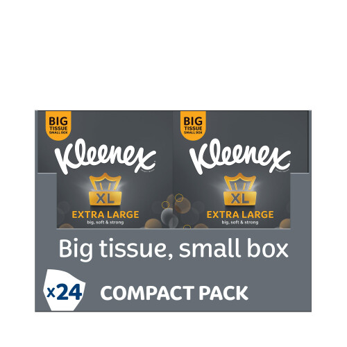 Kleenex Kleenex Extra Large Facial Tissues, 100% Recyclable Packaging, 24 Compact Tissue Boxes, 1056 Tissues (24 boxes)