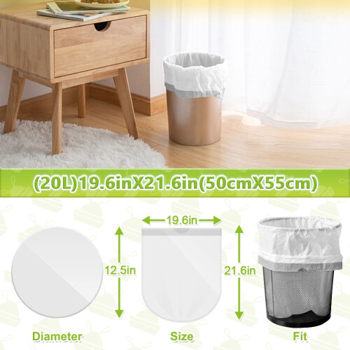 Bin Bags 20L with Drawstring Tie Handle,AOSULI White Bin Liners/Strong Trash Bags 2
