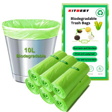 Biodegradable Bin Bags Liner 120 Counts, 10L Food Waste Bags Trash Bag Small, 10 Litre Compostable Compost Caddy Liners, Recycled Degradable Rubbish