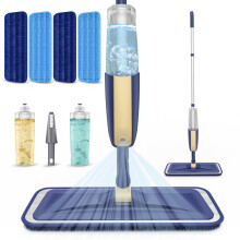 Spray Mops with 4x Washable Pads for Floor Cleaning - MEXERRIS Hard Floor Mop with Spray Wet & Dry Mops 2x Bottles Microfibre Wood Mop Flat Mop Home