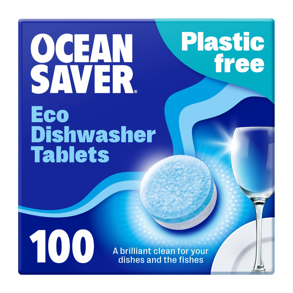 Oceansaver Eco-Friendly Dishwasher Tablets - Pack Of 100 | Non-Toxic & Plastic-Free Dish Washing Tablets For Sustainable Cleaning | All In One