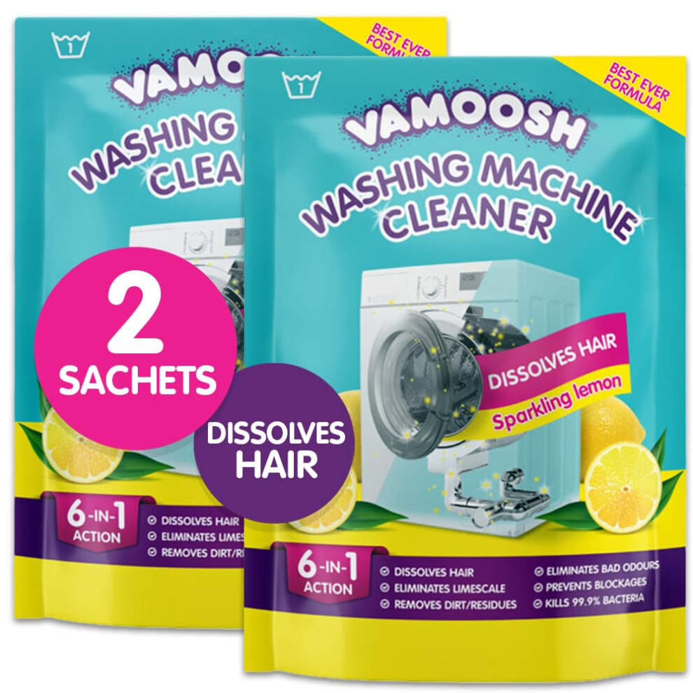 Vamoosh 6-In-1 Washing Machine Cleaner, Dissolves Hair, Eliminates Bad Odours, Removes Limescale, Deep Clean, Leaves Smelling Fresh, Antibacterial,
