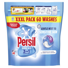 Persil Non Bio 3 in 1 Washing Capsules laundry capsules gentle next to sensitive skin for outstanding stain removal in quick & cold washes 60 washes