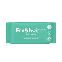 FreshWipes Antibacterial Body Wipes For Adults 1 Pack (12 Wipes) - Ocean Fresh Scent - Large Biodegradable Wet Wipes - Dermatologically Tested &