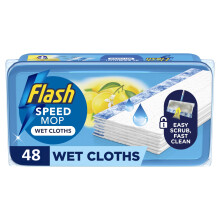 Flash Speedmop Wet Floor Cleaning Wipes, 48 Cloths (24x2), Antibac Lemon Multi-Surface, Trap & Lock Daily Dirt, Grease & Grime Without Getting Down On