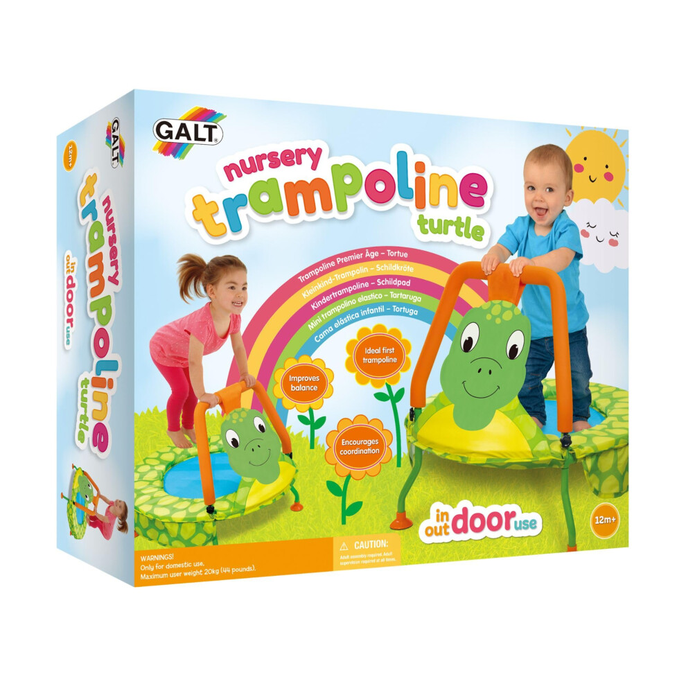Galt Nursery Trampoline - Turtle Toddlers Trampoline Encourages Childrens Active Play - Indoor and Outdoor Mini Kids Trampoline - Durable Frame, Easy