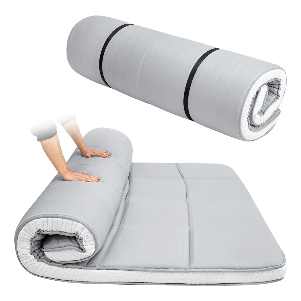 Single Futon Mattress Japanese 10cm Foldable Mattress Topper Grey