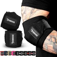 DMoose Fitness Elbow Wraps for Weightlifting (Pair) - 40'' Adjustable Elbow Strap for Gym Workout & Bench Press, Compression Elbow Wraps for