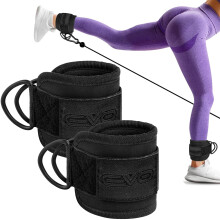 EVO Fitness PAIR Ankle Straps For Cable machines, Padded Cable Kickback Ankle Strap For Glute Workouts, Leg Extensions, Curls, Booty Hip Abductors