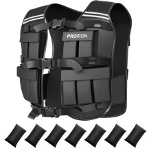 PROIRON 20KG Weighted Vest PRO-FZSD04-2: Fully Adjustable 0-20 kg (1 kg packs), Breathable Nylon, 3-Strap Fit, Reflective Strips, Leakproof, Ergonomic