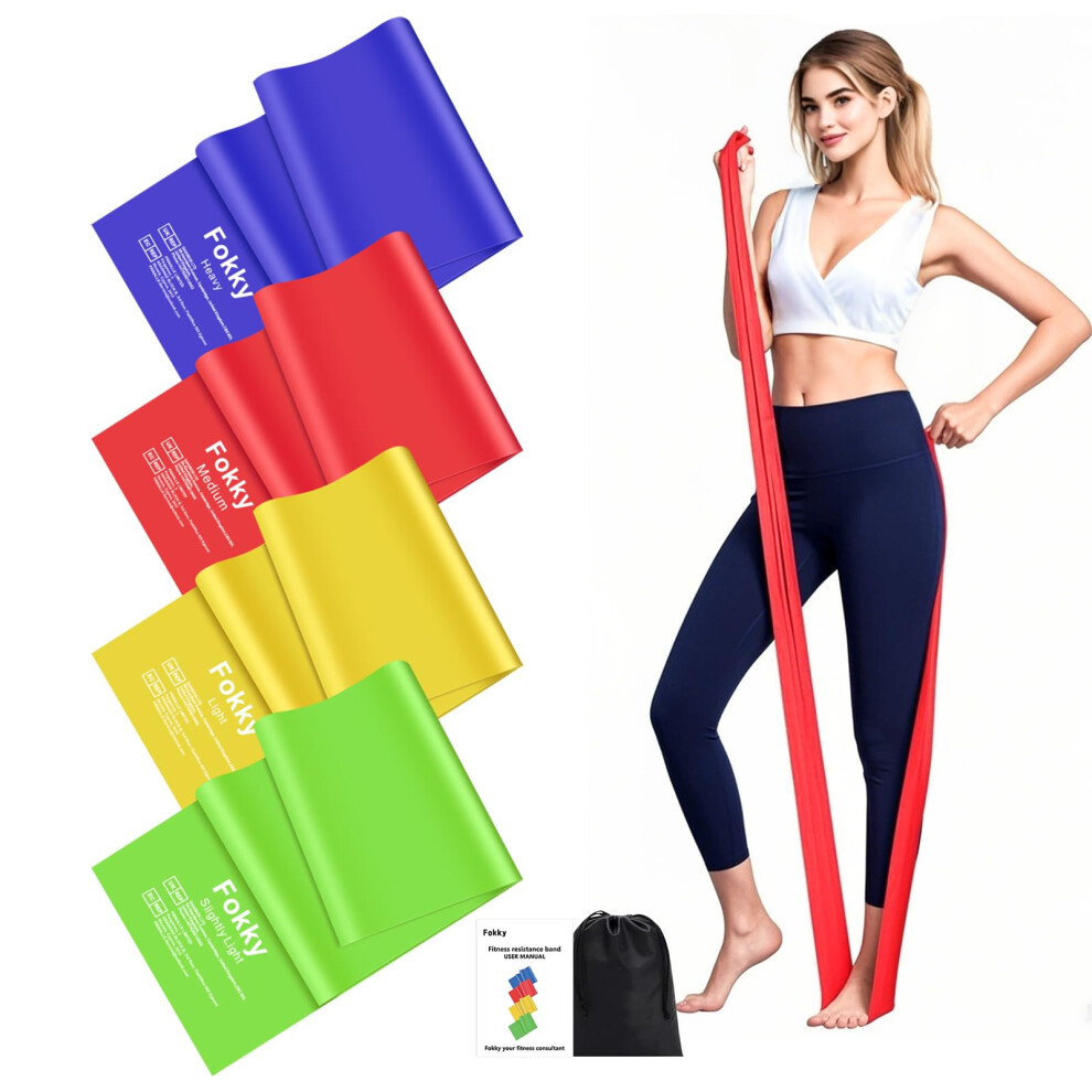 Fokky 2M Resistance Bands - 4 Resistance Levels, Long Tpe Exercise Band For Strength, Yoga & Rehab (Pb920-Mc)