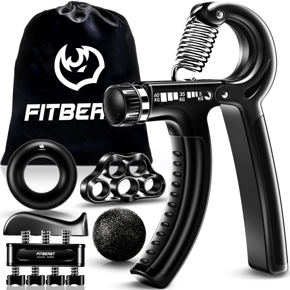 Fitbeast Grip Strengthener Forearm Strengthener Hand Grips Strengthener Kit - 5 Pack Adjustable Resistance