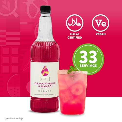 Simply Dragon Fruit and Mango Cooler 1 Litre, Pink 1