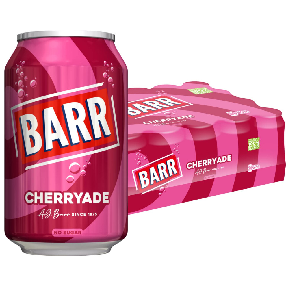 Barr Since 1875, 24 Pack Cherryade, Zero No Sugar Cherry Flavoured Fizzy Drink Cans "Fizzingly Fun" - 24 X 330Ml Cans