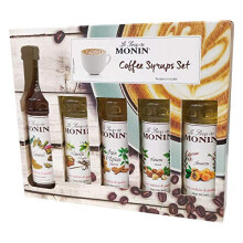 Monin 5x5cl Syrup Gift Set for Coffee & Cocktails - Vanilla, Caramel, Gingerbread, Hazelnut & Amaretto