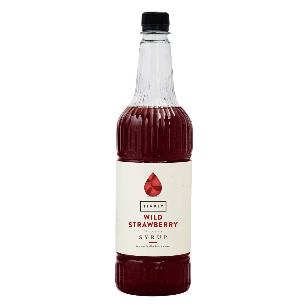 Simply Wild Strawberry Syrup, Vegan & Nut Free Flavoured Syrup For Coffee, Cocktails & Baking (1 Litre)