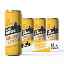 Lo Bros Kombucha - Ginger & Lemon - Sparkling Refreshing Drink with Natural Ingredients and Live Cultures, Supports Gut Health, Low Sugar, Vegan,