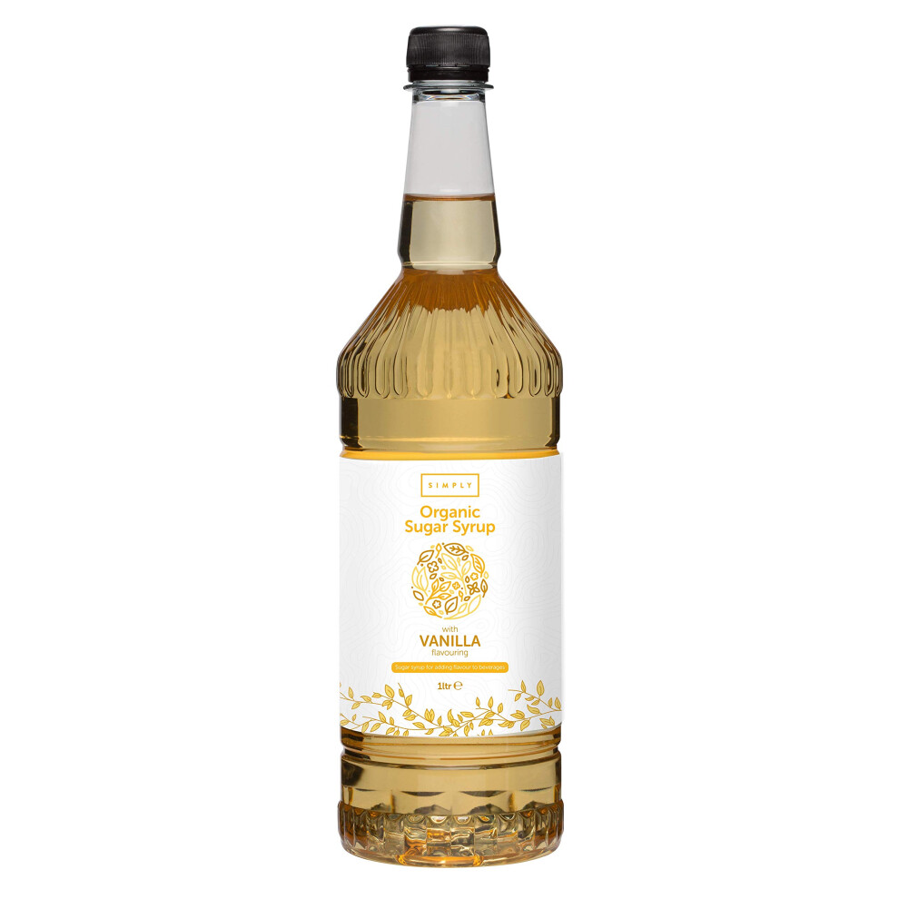 Simply Organic Vanilla Syrup, Vegan & Nut Free Natural Flavoured Syrup For Coffee, Cocktails & Baking (1 Litre)