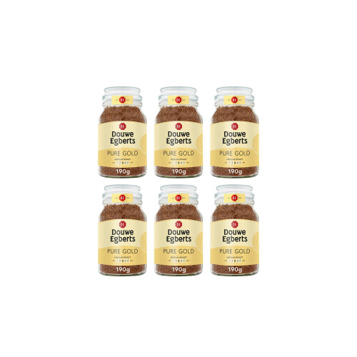 Douwe Egberts Pure Gold Medium Roast Instant Coffee 190g (Pack of 6 Jars, Total 1.14kg)