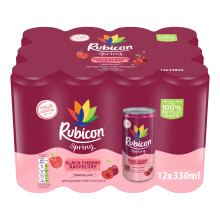 Rubicon Spring 12x330ml Black Cherry Raspberry - Sparkling Spring Water with Real Fruit Juice & Natural Flavours, 9 Calories (1122101)