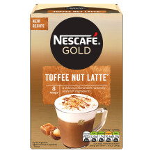 NESCAF? Toffee Nut Latte Instant Coffee 8 x 18.6g Sachets, 100% Responsibly Sourced Coffee (Pack of 6)