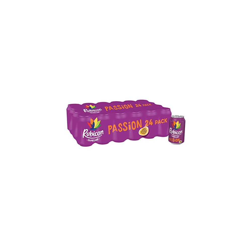 Rubicon 24 Pack Sparkling Passion Flavoured Fizzy Drink With Real Fruit Juice, Handpicked Fruits For A Temptingly Intense Taste "Made Of Different