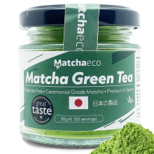 Matchaeco 50g Japanese Matcha Green Tea Powder | Stone Ground Ceremonial Grade From Japan | Pesticide-Free Matcha Powder| Recyclable Jar And Lid |