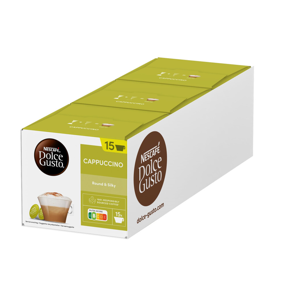 Nescafe Nescaf? Dolce Gusto Cappuccino Coffee Pods - Total Of 45 Italian Classic Cappuccino Coffee Capsules - (3 Packs)