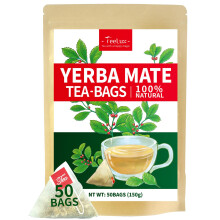 TeeLux Yerba Mate Tea Bags 50 Count, Pure Natural Argentine Yerba Mate, Rich Flavor with 3g/Bag, Biodegradable Tea Bag