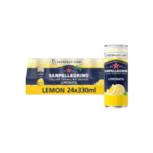San Pellegrino Italian Sparkling Drinks Tastefully Light Sparkling Lemon Canned Soft Drink 24 x 330ml - 73k Cals per Can