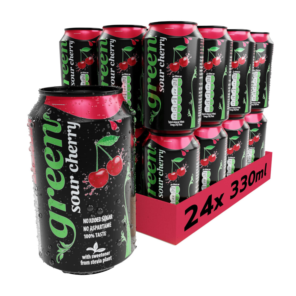 Cola Sour Cherry - Low Calorie Soft Drinks - Sparkling Cherry Flavour With 10% Natural Juice - No Added Sugar, Sweetened With Stevia, No Aspartame Green