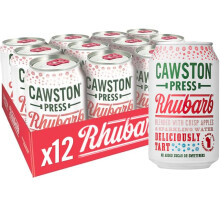 Cawston Press Sparkling Rhubarb Fizzy Drink Blended With Sparkling Water and Pressed Apple Juice (330ml x 12 cans) | Gluten Free - Vegan - No Added