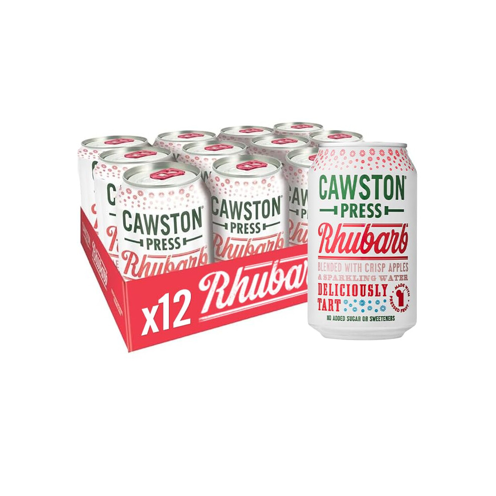 Cawston Press Sparkling Rhubarb Fizzy Drink Blended With Sparkling Water And Pressed Apple Juice (330Ml X 12 Cans) | Gluten Free - Vegan - No Added