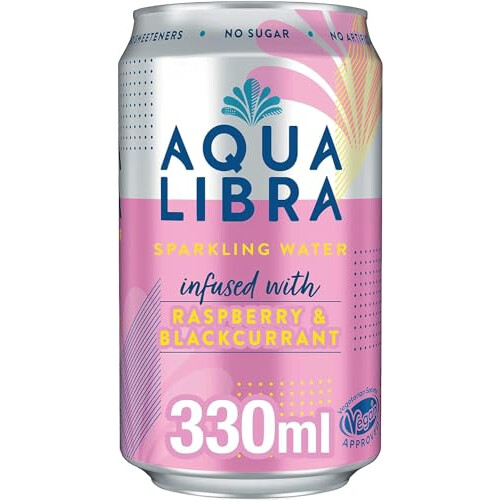 AQUA LIBRA Raspberry & Blackcurrant 330ML, Pack of 12 2