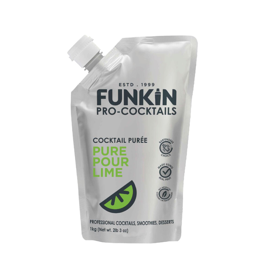 Funkin Pro Pure Lime Juice For Cocktails, Cooking & Baking, Real Fruit Cocktail Ingredients, Puree Mixer 1Kg