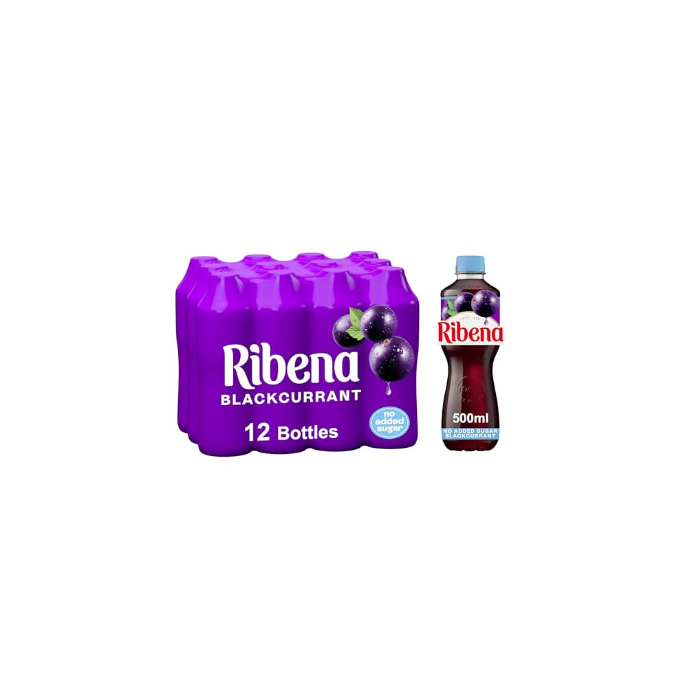 Ribena Blackcurrant Juice Drink No Added Sugar - Multipack Of 12 | Real British Blackcurrants | Rich In Vitamin C | No Artificial Colours | Low 500Ml