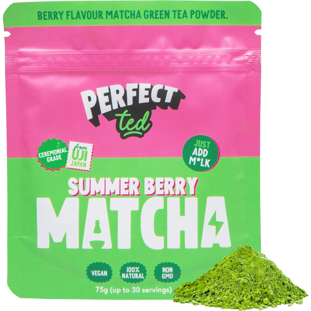 Perfect Ted | Summer Berry 75G | Ceremonial Grade Latte Powder | Japanese Matcha Tea Powder | Matcha Fuel (30 Servings)