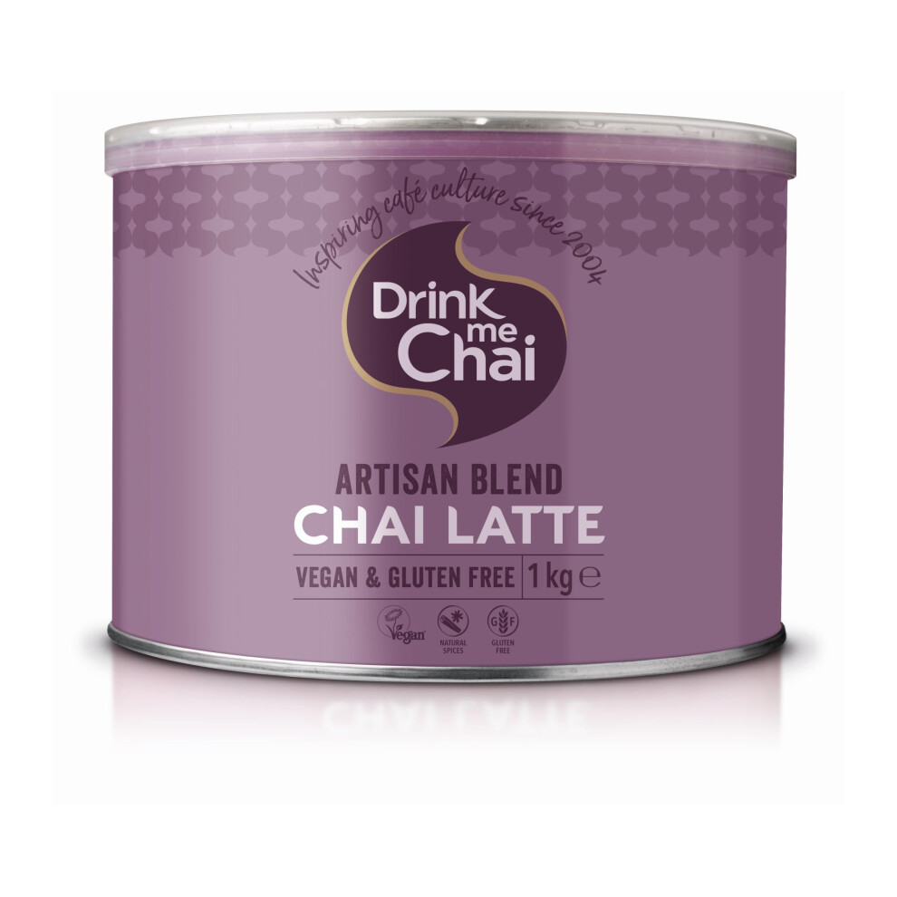Drink Me Chai Artisan Blend Chai Latte 1Kg (Pack Of 1), Just Add Milk, Vegan & Gluten Free Chai Latte Powder (50 Servings Total)