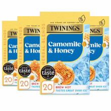 Twinings Camomile and Honey FlavouredTea - 80 Biodegradable Tea Bags (Multipack of 4 x 20 Bags), Soothing Herbal Blend, Caffeine-Free, Naturally