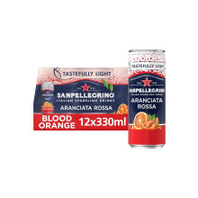 San Pellegrino Italian Sparkling Drinks Tastefully Light Sparkling Blood Orange Canned Soft Drink 12 x 330ml | 69 kCals per Can