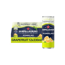 San Pellegrino Italian Sparkling Drinks Tastefully Light Sparkling Grapefruit Canned Soft Drink 12 x 330ml | 70 kCals per Can