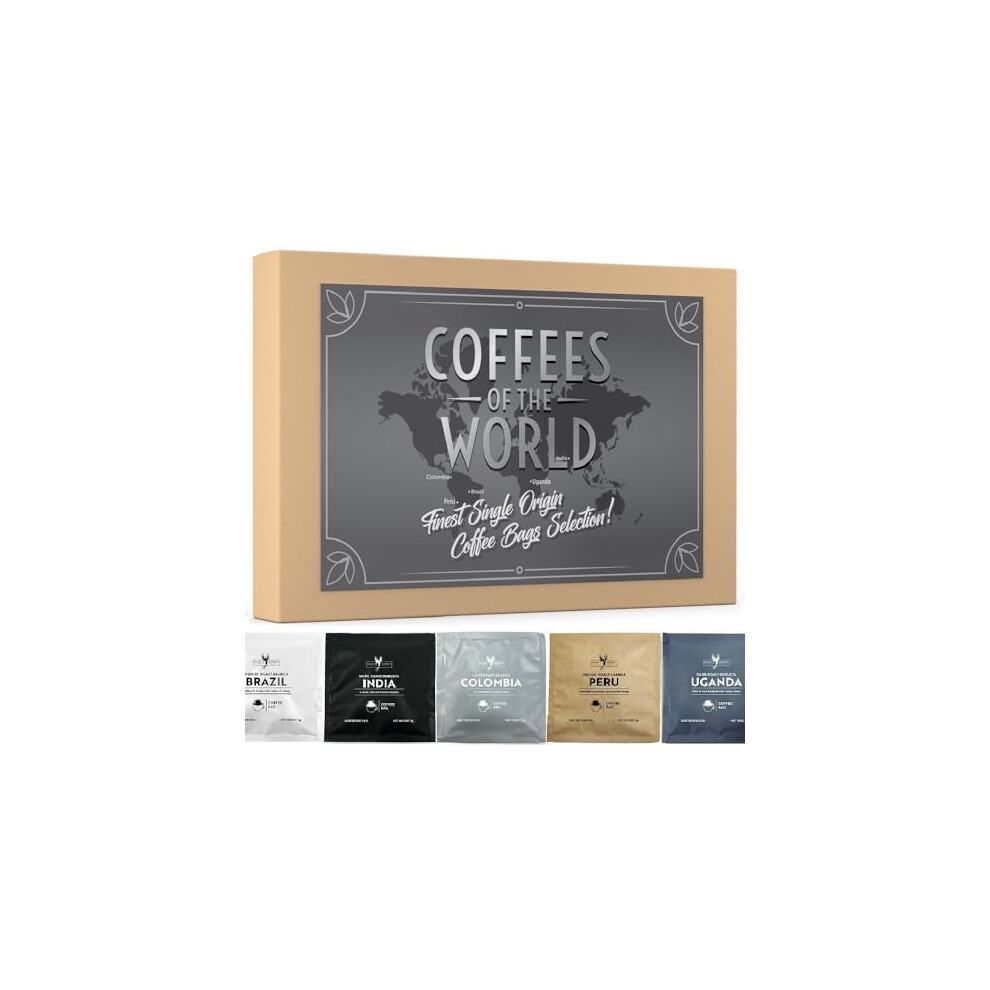 Black Donkey Coffee Bags Tasting Collection Set | Coffee Gift Set | Selection Of Finest Single Origin Specialty Coffees | 15 Bags | Hamper Style Letterbox Gift