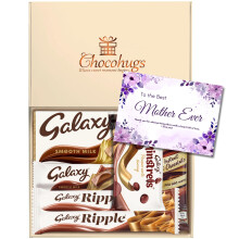 Chocohugs Chocolate Gift Hamper Box | Gift for Mother/Mom/Mum/Woman | Filled with Galaxy Full Sized Bars Smooth Milk, Minstrels | Treat Box
