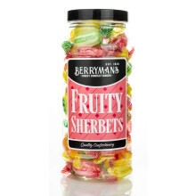 Original Fruit Sherbets Sherbet Fruits Lemons Retro Sweets Gift Jar By Berrymans Sweet Shop - Classic Sweets, Traditional Taste.