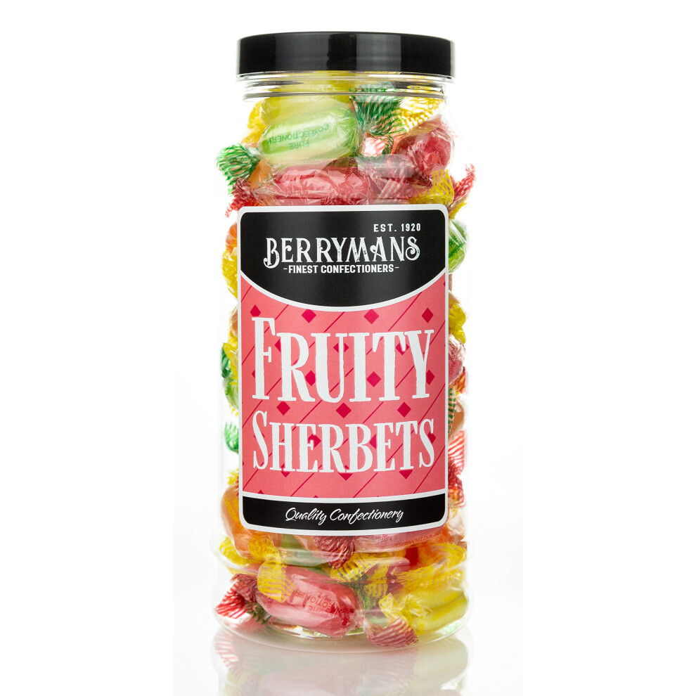 Berrymans Original Fruit Sherbets Sherbet Fruits Lemons Retro Sweets Gift Jar By Sweet Shop - Classic Sweets, Traditional Taste.