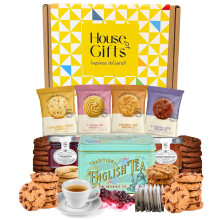 Afternoon Tea Hamper Gift Set ? Includes British Buttery Biscuits, Traditional English Teabags, Strawberry Jam, Orange Marmalade & Luxury British