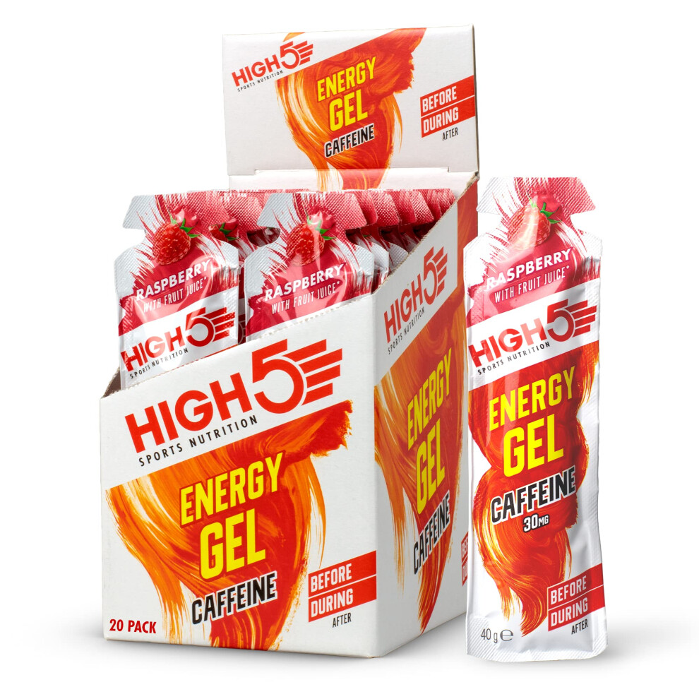 High5 Caffeine Gels Running - Glucose Shots For Instant Energy And Running Fuel - Natural Fruit Juice Energy Shots - Sports Gel For Running, Cycling,