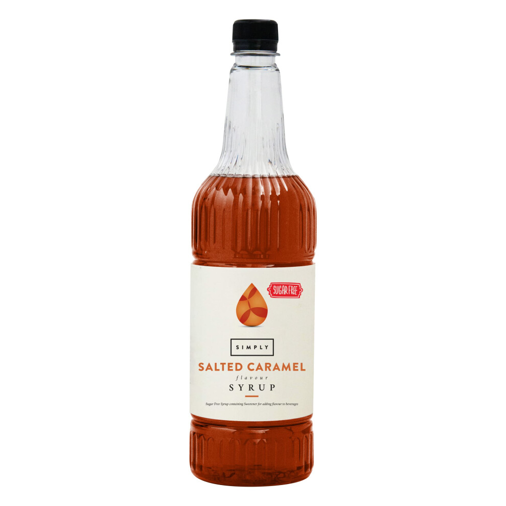 Simply Sugar Free Salted Caramel Syrup, Low Calorie, Vegan & Nut Free Flavoured Syrup For Coffee, Cocktails & Baking (1 Litre)